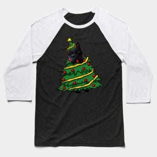 Black Cat Christmas Tree Funny Xmas Cat Lover Baseball T-Shirt